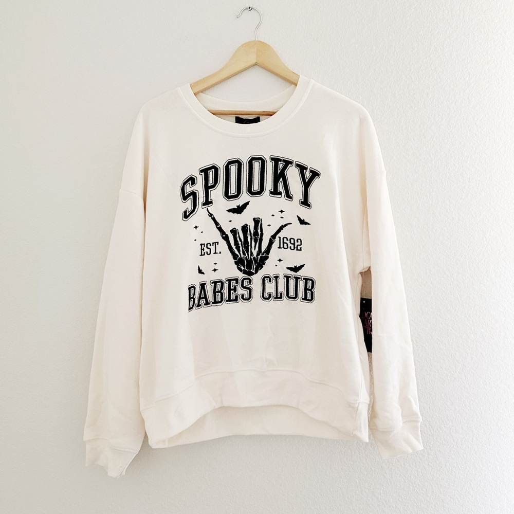 NEW Spooky Babes Club Cream Halloween Sweater